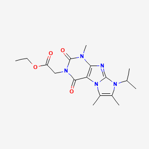 molecular formula C17H23N5O4 B2852420 ethyl 2-[1,6,7-trimethyl-2,4-dioxo-8-(propan-2-yl)-1H,2H,3H,4H,8H-imidazo[1,2-g]purin-3-yl]acetate CAS No. 878734-87-3