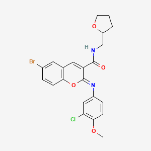 (2Z)-6-bromo-2-[(3-chloro-4-methoxyphenyl)imino]-N-(tetrahydrofuran-2-ylmethyl)-2H-chromene-3-carboxamide