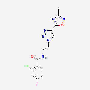2-chloro-4-fluoro-N-(2-(4-(3-methyl-1,2,4-oxadiazol-5-yl)-1H-1,2,3-triazol-1-yl)ethyl)benzamide