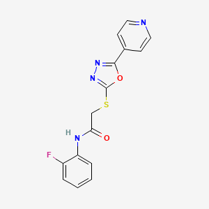molecular formula C15H11FN4O2S B2852453 N-(2-fluorophenyl)-2-{[5-(pyridin-4-yl)-1,3,4-oxadiazol-2-yl]sulfanyl}acetamide CAS No. 696611-80-0