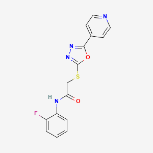 molecular formula C15H11FN4O2S B2852453 N-(2-fluorophenyl)-2-[(5-pyridin-4-yl-1,3,4-oxadiazol-2-yl)sulfanyl]acetamide CAS No. 696611-80-0