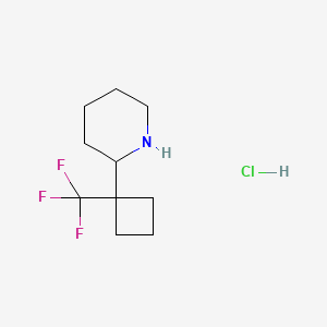 molecular formula C10H17ClF3N B2852455 2-[1-(Trifluoromethyl)cyclobutyl]piperidine;hydrochloride CAS No. 2445792-54-9