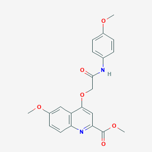 molecular formula C21H20N2O6 B2852467 5-{4-[(dimethylamino)sulfonyl]phenyl}-N-(1-pyridin-2-ylethyl)-1,3,4-oxadiazole-2-carboxamide CAS No. 1358412-15-3