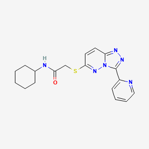 molecular formula C18H20N6OS B2852470 N-cyclohexyl-2-((3-(pyridin-2-yl)-[1,2,4]triazolo[4,3-b]pyridazin-6-yl)thio)acetamide CAS No. 868967-76-4
