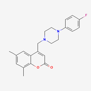 molecular formula C22H23FN2O2 B2852471 4-[[4-(4-Fluorophenyl)piperazin-1-yl]methyl]-6,8-dimethylchromen-2-one CAS No. 877802-16-9