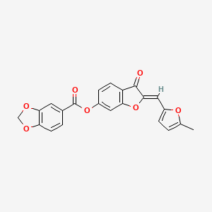 (Z)-2-((5-methylfuran-2-yl)methylene)-3-oxo-2,3-dihydrobenzofuran-6-yl benzo[d][1,3]dioxole-5-carboxylate