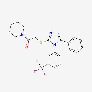 molecular formula C23H22F3N3OS B2852483 2-((5-phenyl-1-(3-(trifluoromethyl)phenyl)-1H-imidazol-2-yl)thio)-1-(piperidin-1-yl)ethanone CAS No. 1226427-66-2