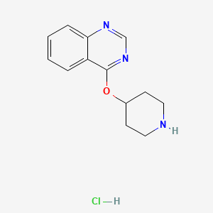 molecular formula C13H16ClN3O B2852486 4-(Piperidin-4-yloxy)quinazoline hydrochloride CAS No. 1923120-58-4; 853687-25-9
