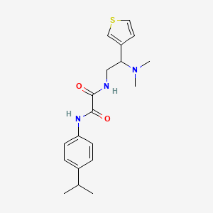 molecular formula C19H25N3O2S B2852502 N-[2-(dimethylamino)-2-(thiophen-3-yl)ethyl]-N'-[4-(propan-2-yl)phenyl]ethanediamide CAS No. 946375-33-3