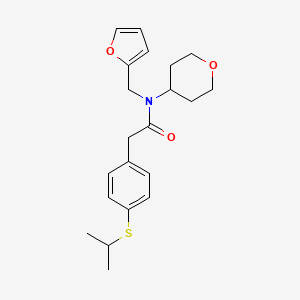 molecular formula C21H27NO3S B2852521 N-(furan-2-ylmethyl)-2-(4-(isopropylthio)phenyl)-N-(tetrahydro-2H-pyran-4-yl)acetamide CAS No. 1795411-13-0