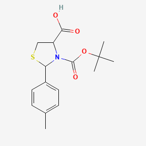 molecular formula C16H21NO4S B2852534 3-(Tert-butoxycarbonyl)-2-(4-methylphenyl)-1,3-thiazolane-4-carboxylic acid CAS No. 477721-86-1