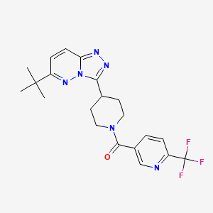 molecular formula C21H23F3N6O B2852548 5-(4-{6-Tert-butyl-[1,2,4]triazolo[4,3-b]pyridazin-3-yl}piperidine-1-carbonyl)-2-(trifluoromethyl)pyridine CAS No. 2200113-50-2