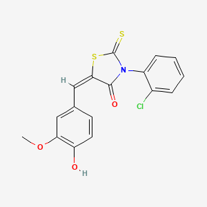 molecular formula C17H12ClNO3S2 B2852549 (5E)-3-(2-chlorophenyl)-5-[(4-hydroxy-3-methoxyphenyl)methylidene]-2-sulfanylidene-1,3-thiazolidin-4-one CAS No. 300817-52-1