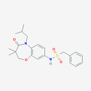 molecular formula C22H28N2O4S B2852553 N-(5-isobutyl-3,3-dimethyl-4-oxo-2,3,4,5-tetrahydrobenzo[b][1,4]oxazepin-8-yl)-1-phenylmethanesulfonamide CAS No. 921993-45-5