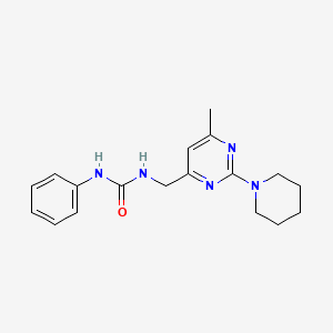 molecular formula C18H23N5O B2852554 1-((6-Methyl-2-(piperidin-1-yl)pyrimidin-4-yl)methyl)-3-phenylurea CAS No. 1797081-69-6