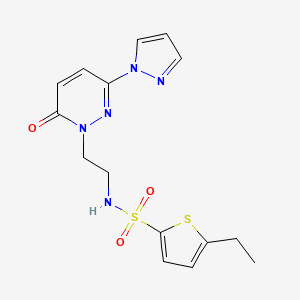 molecular formula C15H17N5O3S2 B2852556 5-ethyl-N-(2-(6-oxo-3-(1H-pyrazol-1-yl)pyridazin-1(6H)-yl)ethyl)thiophene-2-sulfonamide CAS No. 1351645-38-9