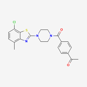 molecular formula C21H20ClN3O2S B2852559 1-(4-(4-(7-Chloro-4-methylbenzo[d]thiazol-2-yl)piperazine-1-carbonyl)phenyl)ethanone CAS No. 897488-17-4