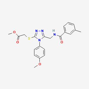 molecular formula C21H22N4O4S B2852581 methyl 2-{[4-(4-methoxyphenyl)-5-{[(3-methylphenyl)formamido]methyl}-4H-1,2,4-triazol-3-yl]sulfanyl}acetate CAS No. 689751-47-1
