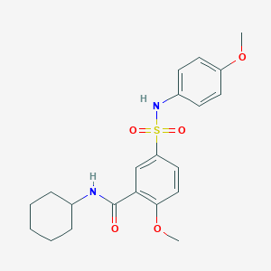 molecular formula C21H26N2O5S B285259 N-cyclohexyl-2-methoxy-5-[(4-methoxyphenyl)sulfamoyl]benzamide 