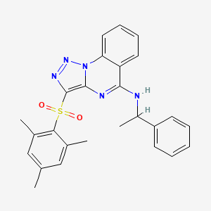 molecular formula C26H25N5O2S B2852594 N-(1-phenylethyl)-3-[(2,4,6-trimethylphenyl)sulfonyl][1,2,3]triazolo[1,5-a]quinazolin-5-amine CAS No. 904575-27-5