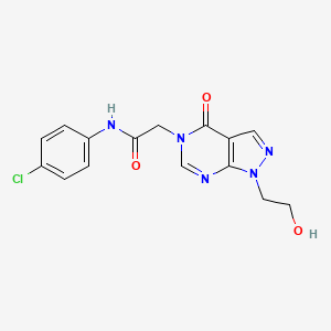 molecular formula C15H14ClN5O3 B2852607 N-(4-chlorophenyl)-2-[1-(2-hydroxyethyl)-4-oxo-1H,4H,5H-pyrazolo[3,4-d]pyrimidin-5-yl]acetamide CAS No. 899743-00-1