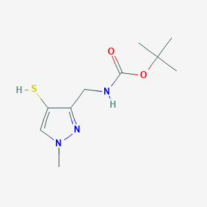 molecular formula C10H17N3O2S B2852611 Tert-butyl N-[(1-methyl-4-sulfanylpyrazol-3-yl)methyl]carbamate CAS No. 2416235-09-9