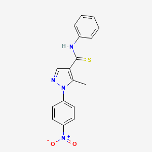 molecular formula C17H14N4O2S B2852630 5-methyl-1-(4-nitrophenyl)-N-phenyl-1H-pyrazole-4-carbothioamide CAS No. 109466-38-8