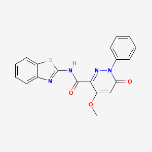 molecular formula C19H14N4O3S B2852632 N-(benzo[d]thiazol-2-yl)-4-methoxy-6-oxo-1-phenyl-1,6-dihydropyridazine-3-carboxamide CAS No. 941944-30-5