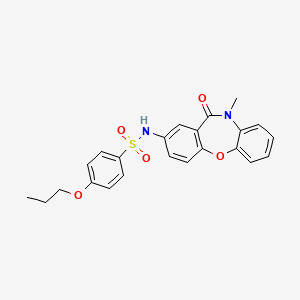 molecular formula C23H22N2O5S B2852712 N-(10-methyl-11-oxo-10,11-dihydrodibenzo[b,f][1,4]oxazepin-2-yl)-4-propoxybenzenesulfonamide CAS No. 921919-73-5