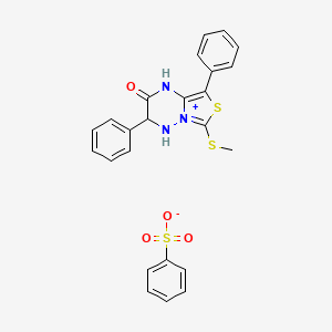 6-(methylsulfanyl)-2-oxo-3,8-diphenyl-1H,2H-5lambda5-[1,3]thiazolo[3,4-b][1,2,4]triazin-5-ylium benzenesulfonate