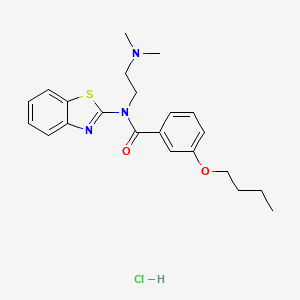 molecular formula C22H28ClN3O2S B2852741 N-(1,3-BENZOTHIAZOL-2-YL)-3-BUTOXY-N-[2-(DIMETHYLAMINO)ETHYL]BENZAMIDE HYDROCHLORIDE CAS No. 1216894-23-3