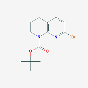 molecular formula C13H17BrN2O2 B2852779 7-Bromo-1,2,3,4-tetrahydro-1,8-naphthyridine, N1-BOC protected CAS No. 1375301-99-7