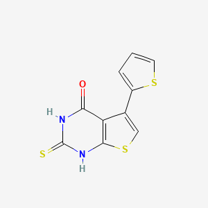 molecular formula C10H6N2OS3 B2852805 2-mercapto-5-thien-2-ylthieno[2,3-d]pyrimidin-4(3H)-one 