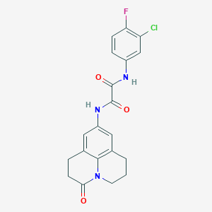 N1-(3-chloro-4-fluorophenyl)-N2-(3-oxo-1,2,3,5,6,7-hexahydropyrido[3,2,1-ij]quinolin-9-yl)oxalamide