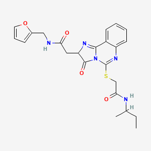 molecular formula C23H25N5O4S B2852821 2-(5-{[2-(sec-butylamino)-2-oxoethyl]thio}-3-oxo-2,3-dihydroimidazo[1,2-c]quinazolin-2-yl)-N-(2-furylmethyl)acetamide CAS No. 1024313-52-7