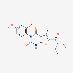 molecular formula C20H23N3O5S B2852826 3-(2,4-dimethoxyphenyl)-N,N-diethyl-5-methyl-2,4-dioxo-1,2,3,4-tetrahydrothieno[2,3-d]pyrimidine-6-carboxamide CAS No. 1351828-77-7