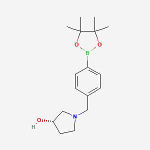 molecular formula C17H26BNO3 B2852827 (S)-1-(4-(4,4,5,5-Tetramethyl-1,3,2-dioxaborolan-2-yl)benzyl)pyrrolidin-3-ol CAS No. 1206641-40-8