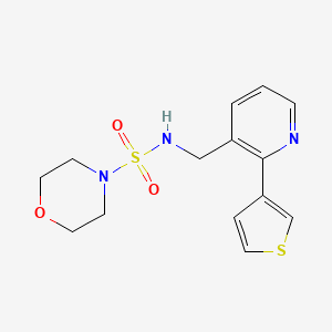 molecular formula C14H17N3O3S2 B2852828 N-((2-(thiophen-3-yl)pyridin-3-yl)methyl)morpholine-4-sulfonamide CAS No. 2034597-12-9