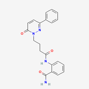 molecular formula C21H20N4O3 B2852832 2-(4-(6-氧代-3-苯基哒嗪-1(6H)-基)丁酰胺)苯甲酰胺 CAS No. 952985-18-1
