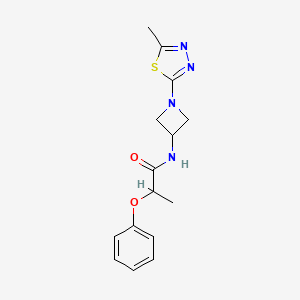 molecular formula C15H18N4O2S B2852870 N-[1-(5-Methyl-1,3,4-thiadiazol-2-yl)azetidin-3-yl]-2-phenoxypropanamide CAS No. 2415531-90-5