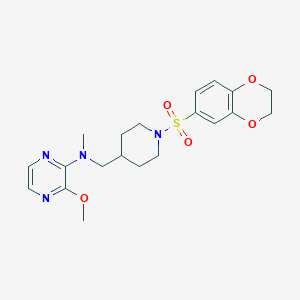 molecular formula C20H26N4O5S B2852887 N-[[1-(2,3-Dihydro-1,4-benzodioxin-6-ylsulfonyl)piperidin-4-yl]methyl]-3-methoxy-N-methylpyrazin-2-amine CAS No. 2380193-14-4