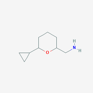 molecular formula C9H17NO B2852888 (6-cyclopropyloxan-2-yl)methanamine, Mixture of diastereomers CAS No. 1866189-51-6