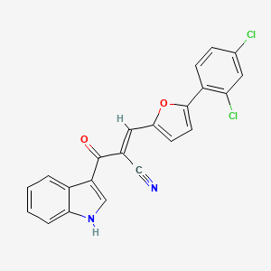 molecular formula C22H12Cl2N2O2 B2852890 (E)-3-(5-(2,4-dichlorophenyl)furan-2-yl)-2-(1H-indole-3-carbonyl)acrylonitrile CAS No. 899993-58-9