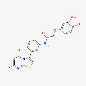 molecular formula C22H17N3O5S B2852893 2-(benzo[d][1,3]dioxol-5-yloxy)-N-(3-(7-methyl-5-oxo-5H-thiazolo[3,2-a]pyrimidin-3-yl)phenyl)acetamide CAS No. 1021074-19-0