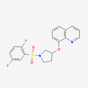 molecular formula C19H16F2N2O3S B2852897 8-((1-((2,5-Difluorophenyl)sulfonyl)pyrrolidin-3-yl)oxy)quinoline CAS No. 2034431-92-8