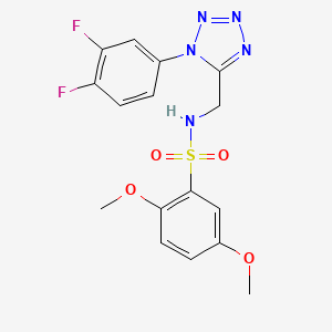 molecular formula C16H15F2N5O4S B2852899 N-((1-(3,4-difluorophenyl)-1H-tetrazol-5-yl)methyl)-2,5-dimethoxybenzenesulfonamide CAS No. 921084-14-2