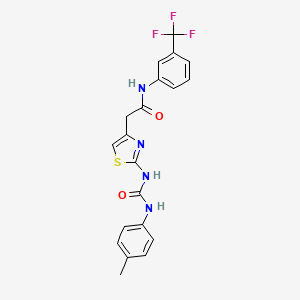 molecular formula C20H17F3N4O2S B2852900 2-(2-(3-(p-tolyl)ureido)thiazol-4-yl)-N-(3-(trifluoromethyl)phenyl)acetamide CAS No. 921484-06-2