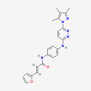 molecular formula C23H22N6O2 B2852901 (E)-3-(furan-2-yl)-N-(4-((6-(3,4,5-trimethyl-1H-pyrazol-1-yl)pyridazin-3-yl)amino)phenyl)acrylamide CAS No. 1251711-35-9