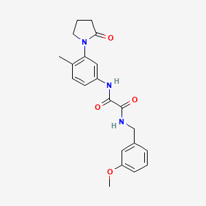 molecular formula C21H23N3O4 B2852904 N1-(3-methoxybenzyl)-N2-(4-methyl-3-(2-oxopyrrolidin-1-yl)phenyl)oxalamide CAS No. 941890-62-6