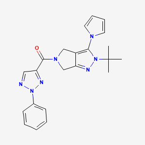 molecular formula C22H23N7O B2852920 (2-(tert-butyl)-3-(1H-pyrrol-1-yl)pyrrolo[3,4-c]pyrazol-5(2H,4H,6H)-yl)(2-phenyl-2H-1,2,3-triazol-4-yl)methanone CAS No. 1251684-96-4
